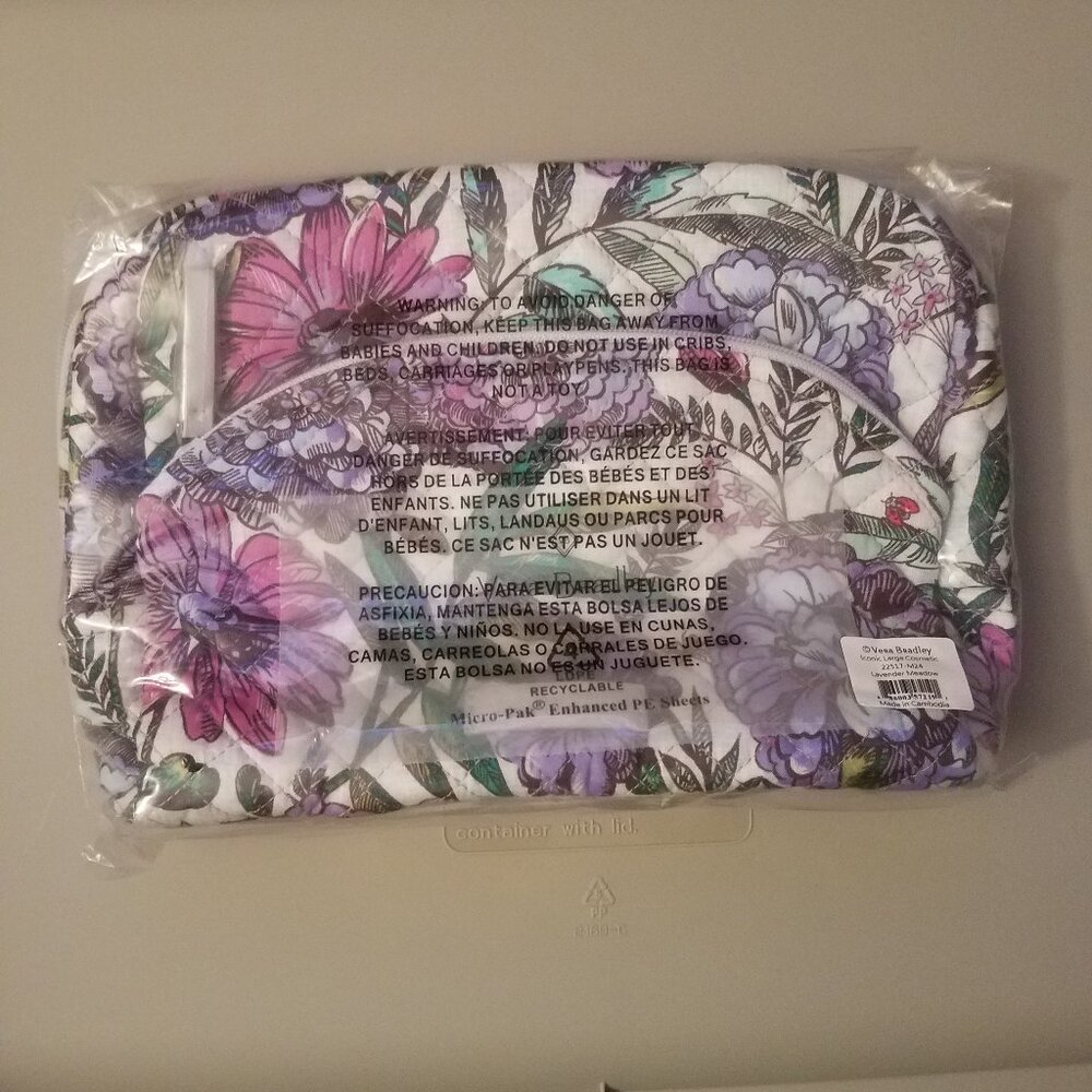 NWT NBU Vera Bradley Iconic Large Cosmetic in Lavender Meadow